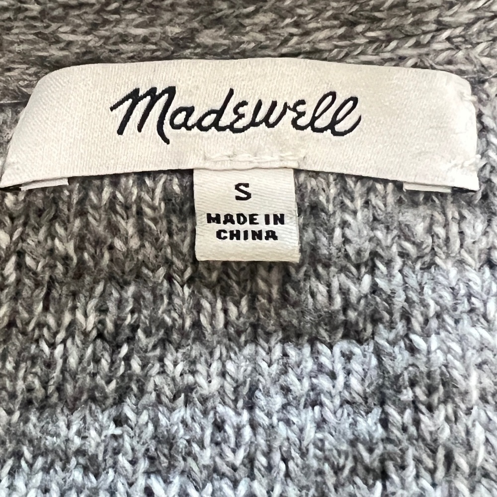 Madewell women Sz small Side-Lace gray knit open Cardigan Sweater minimalist - Picture 12 of 13